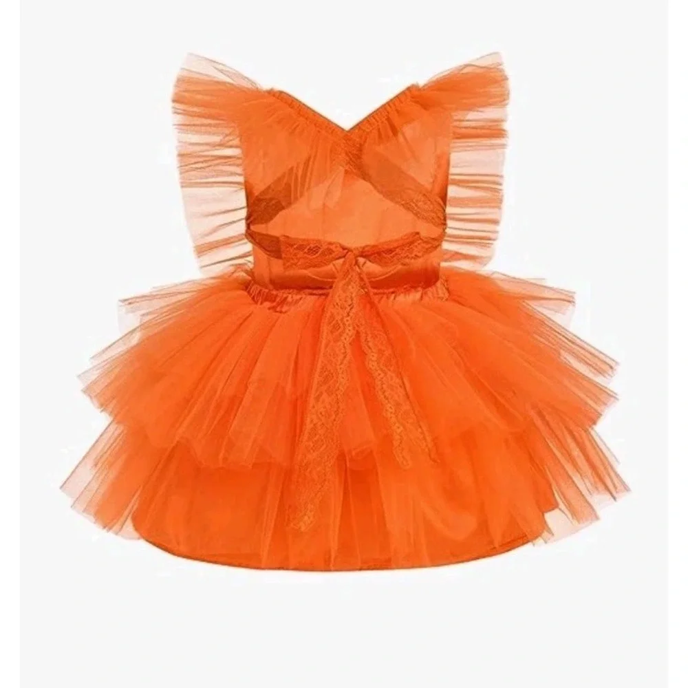 Cute Baby Girl Orange Pumpkin Halloween Tutu Dress Baby Infant Size 18-24Mos NEW